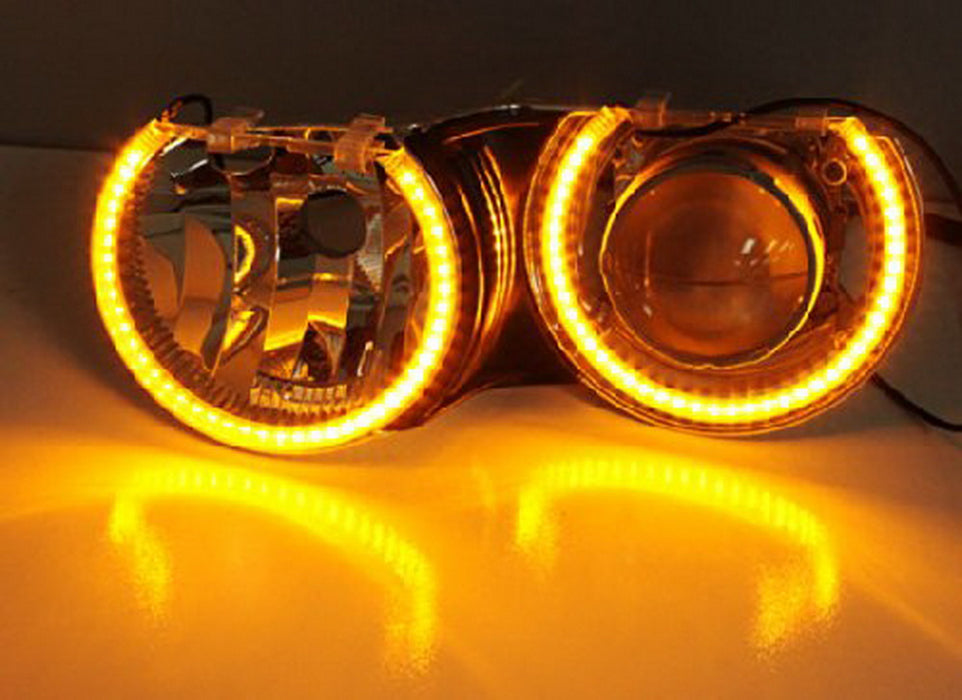 Switchback Dual-Color LED Angel Eye Halo Rings For BMW 3 5 7 Series Headlight