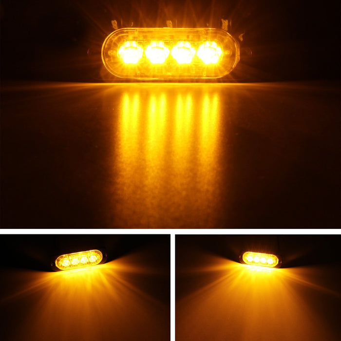 2pc Amber LED Strobe Warning Light Flashers For Truck Trailer Pick-up SUV