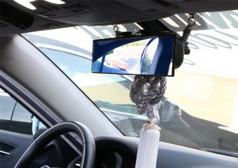 JDM Blue Glass 300mm Wide Curve Clip On Rear View Mirror w/Anti-Glare Blue Tint