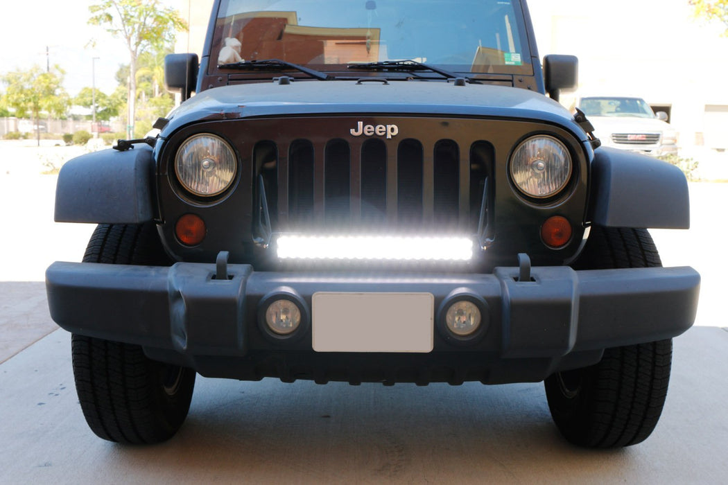 120W 20" LED Light Bar w/ Front Grille Bracket, Wirings For 07-17 Jeep Wrangler