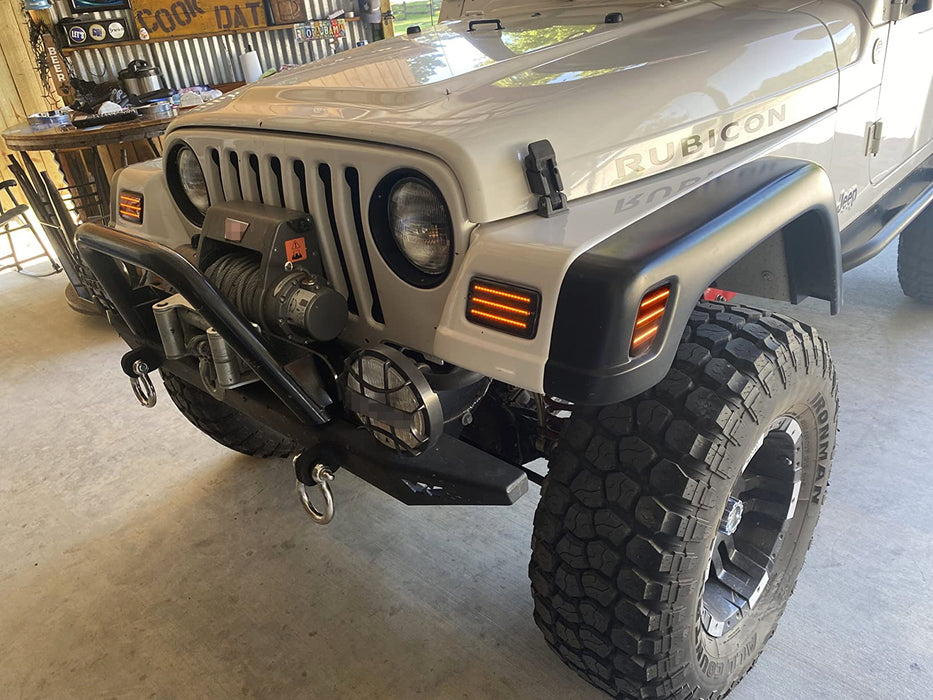 Smoked Lens Amber Triple-Row LED Strip Fender Flare Side Markers For Wrangler TJ