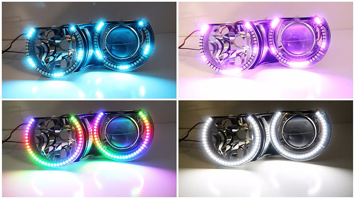 RGBW Color LED Angel Eyes Halo Rings For BMW E46 3Series, 07-14 Silverado Sierra