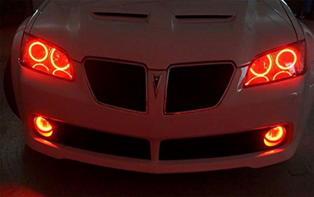 Red 40-SMD LED Angel Eyes Halo Rings w/ Shroud For Fog Lights Retrofit DIY