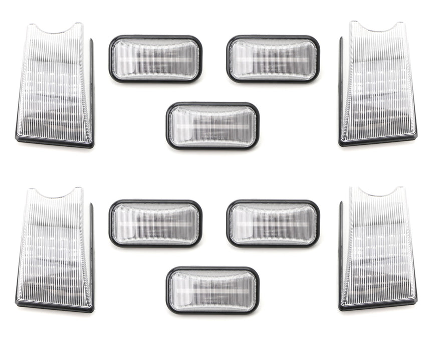 Complete 10pc Front & Rear Clear Cab Roof Marker Light Covers For 03-09 Hummer 2