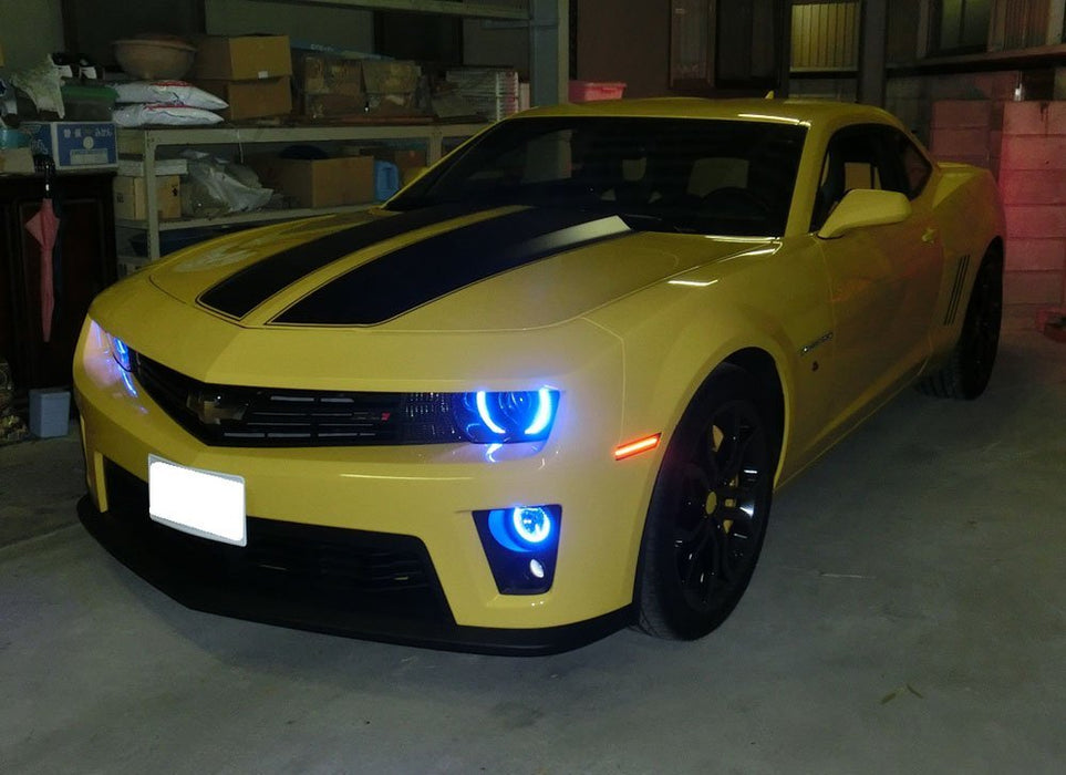 Headlight Retrofit RGB 7-Color LED Angel Eye Halo Rings For 2010-13 Chevy Camaro