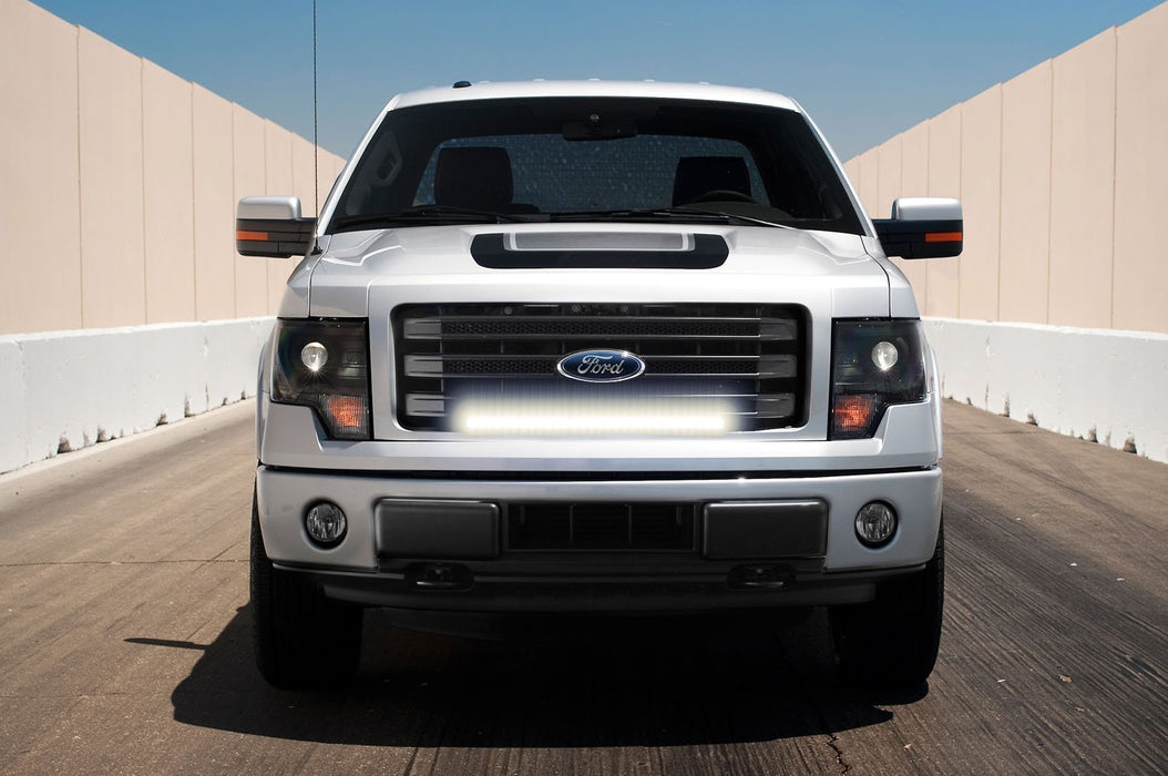 150W 30" LED Light Bar w/Center Grill Hidden Bracket/Wirings For 09-14 Ford F150