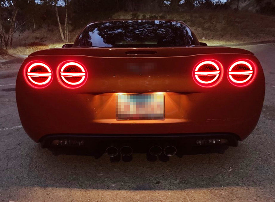 Clear Lens w/Black Interior Full LED Halo/Laser Tail Lamps For 05-13 C6 Corvette