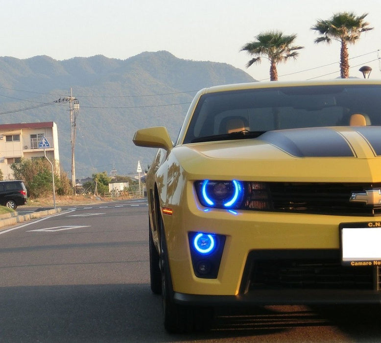 Headlight Retrofit RGB 7-Color LED Angel Eye Halo Rings For 2010-13 Chevy Camaro