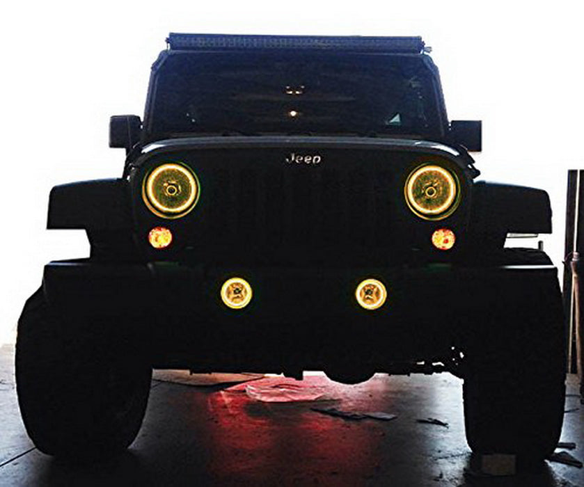 RGB Multi-Color LED Angel Eyes Halo Rings For Jeep Wrangler JK Headlight Foglamp