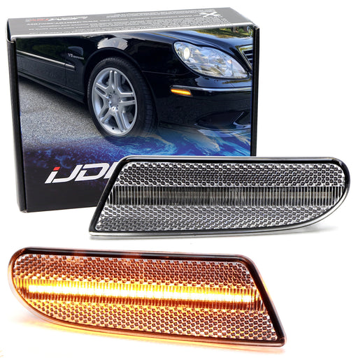 Clear Lens Amber Full LED Side Marker Light Kit For 00-06 Mercedes W220 S-Class