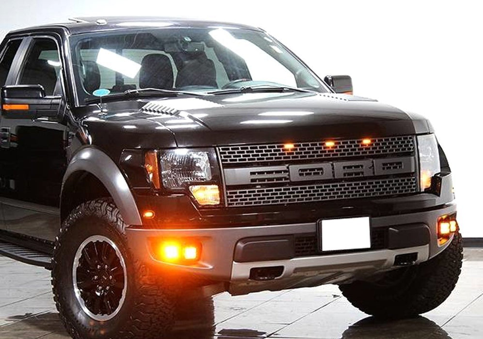 Amber 80W CREE LED Pods w/ Lower Bumper Brackets, Wiring For 10-14 Ford Raptor