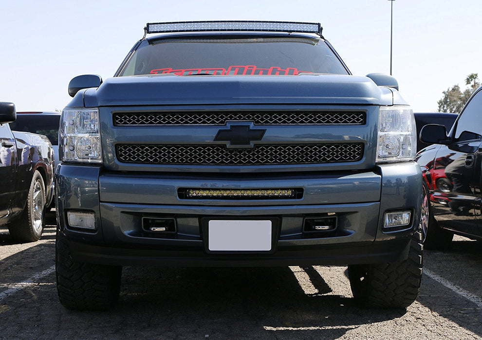 100W 20" LED Light Bar w/ Lower Bumper Bracket/Wire For Silverado 1500 2500 3500