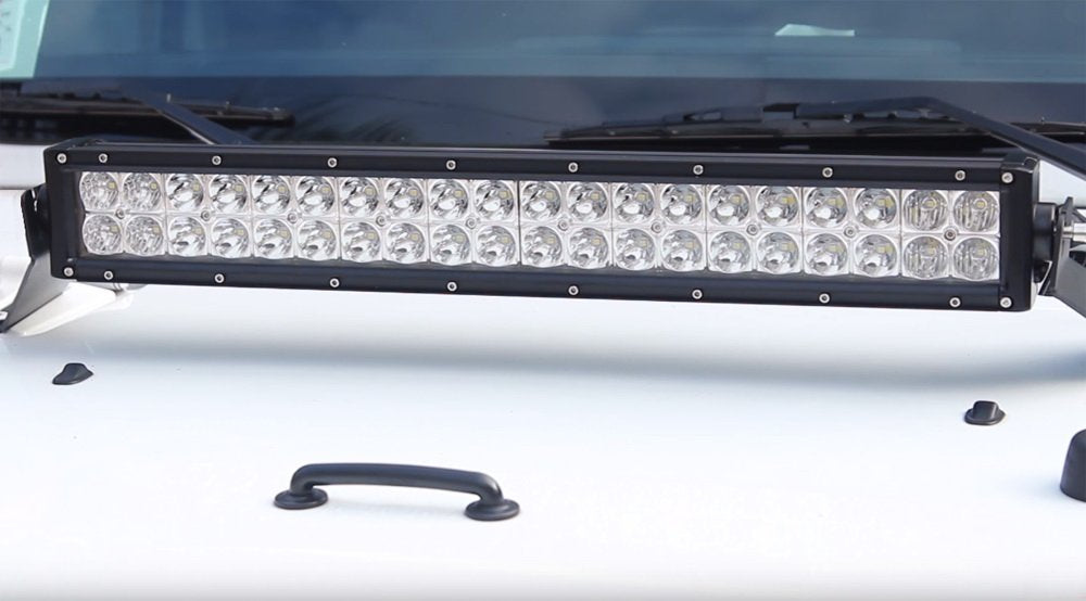 120W 20" LED Light Bar w/ Hood Mount Bracket, Wirings For 07-17 Jeep Wrangler JK