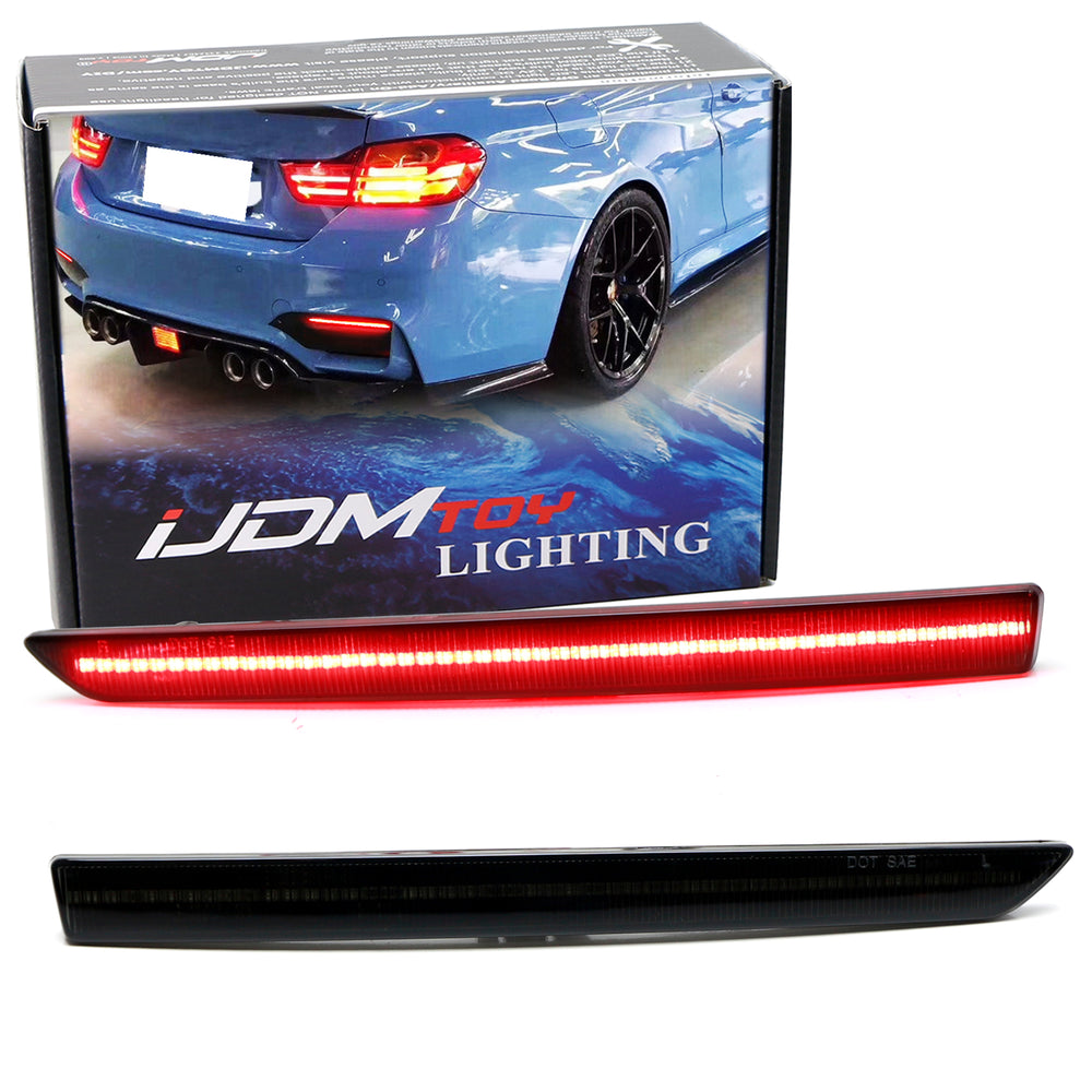 Smoke Lens Full LED Strip Rear Bumper Reflector Lights For BMW F30 3 w/ M-Bumper