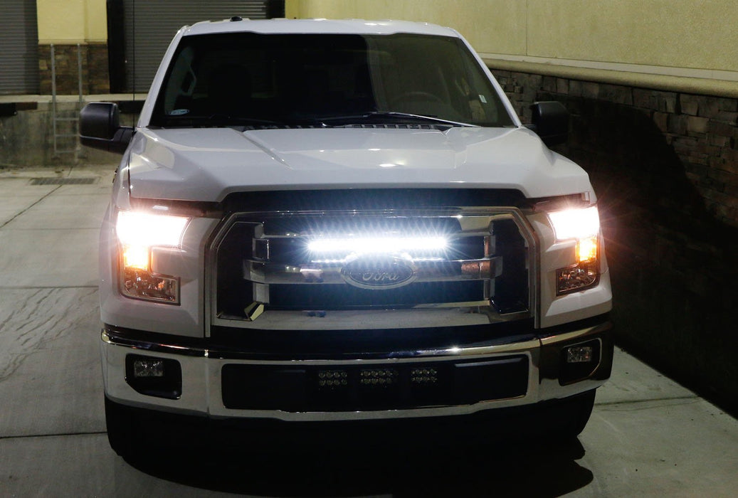 54W 20" LED Light Bar w/ Hidden Behind Grille Mount Bracket For 15-up Ford F150