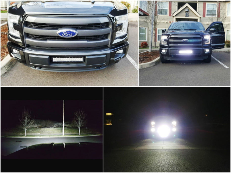 Complete Lower Bumper Grill Mount LED Light Bar System For 2015-2020 Ford F-150