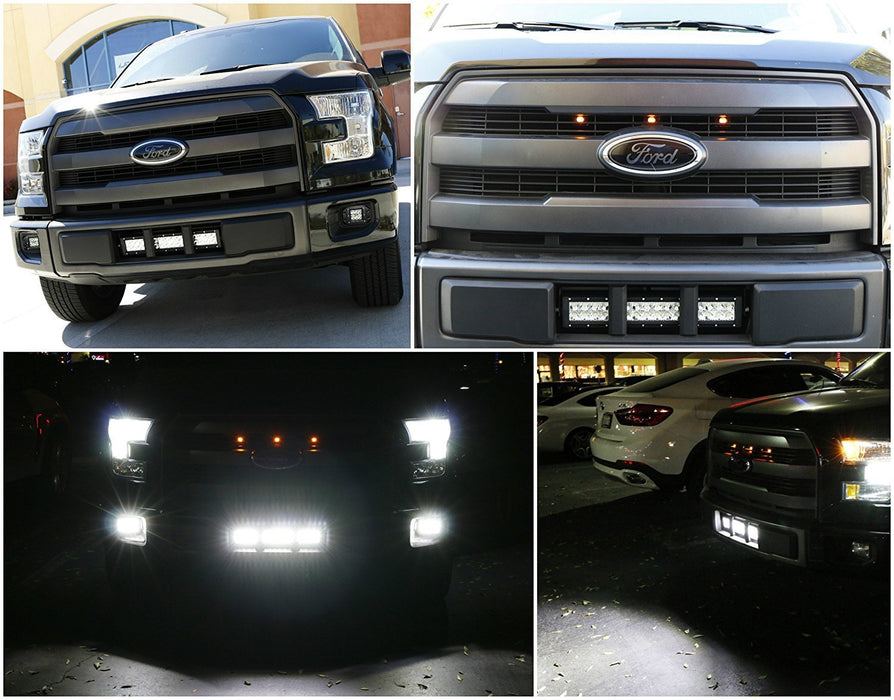 Complete Lower Bumper Grill Mount LED Light Bar System For 2015-2020 Ford F-150