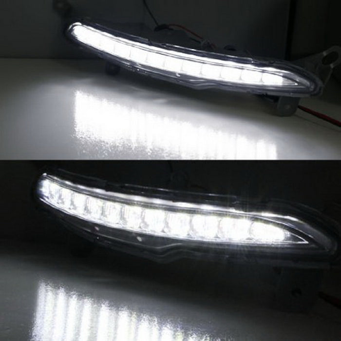 Direct Fit Glossy Black Bezel 12-LED Daytime Running Lights For 11-13 Kia Optima