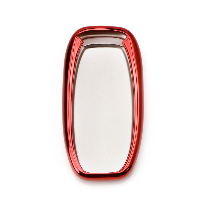 Chrome Red TPU Key Fob Case For Audi A3 A4 A5 A6 A7 Q3 Q5 Q7 3-Button Keyless