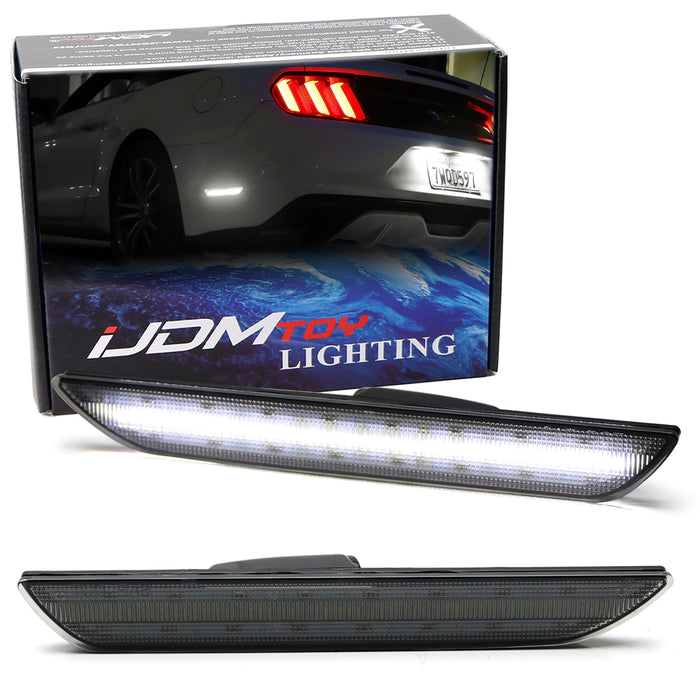 30% Dark Tinted Lens White Full LED Rear Side Markers For 2015-2023 Ford Mustang