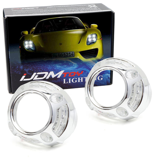 Cayenne 4-Point Style White/Amber LED DRL Shrouds For 3.0" H1 Headlamp Projector