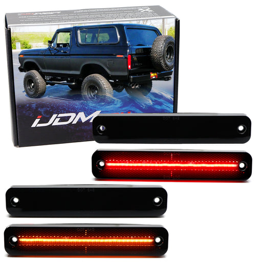 (4) Smoked Amber/Red Full LED Strip Side Markers For 1973-79 Ford Bronco F-Truck