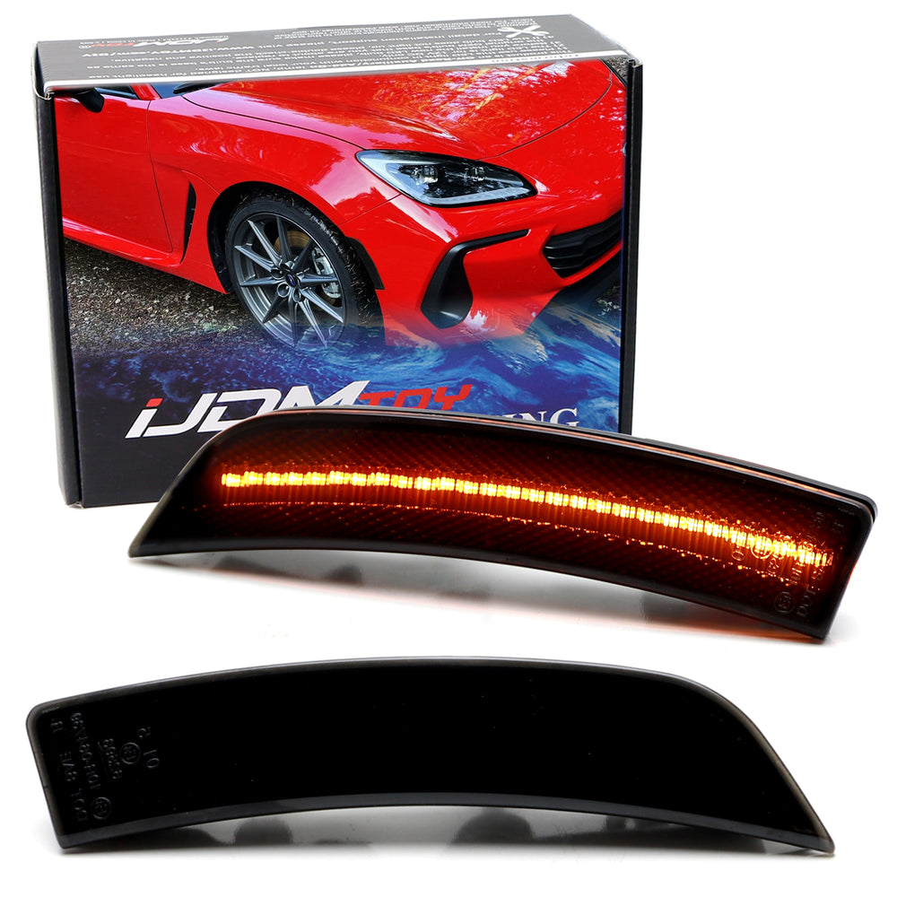 JDM Smoked Lens Amber Full LED Side Marker Lights For 22+ Subaru BRZ Toyota GR86