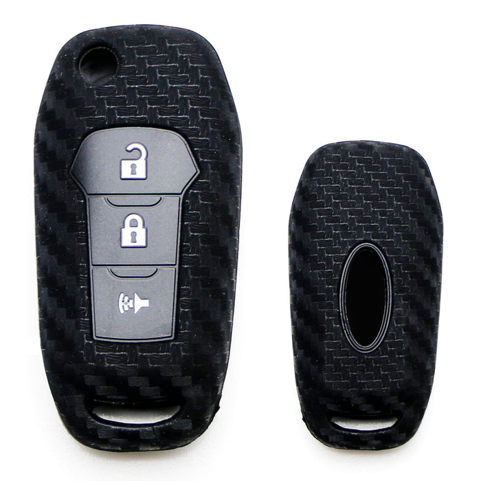 Carbon Fiber Soft Silicone Key Fob Cover For Ford 16-18 Explorer, 15-19 F-150...