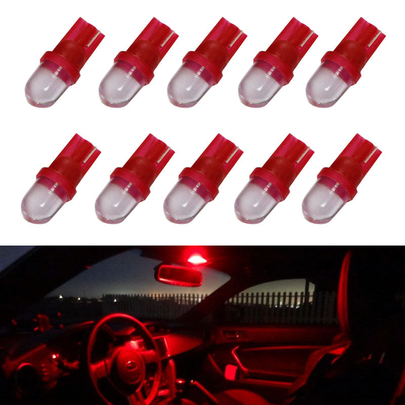 (10) Red 1-LED 168 175 194 2825 W5W T10 LED Bulbs For Car Interior Lights, etc