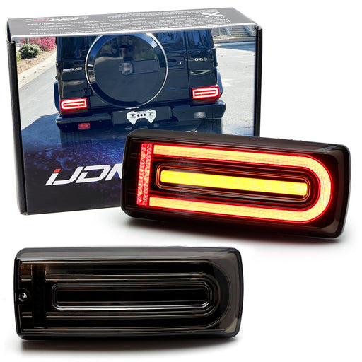 Smoke Lens 19 G-Class Style Full LED Sequential Taillamps For 99-18 W463 G-Wagon