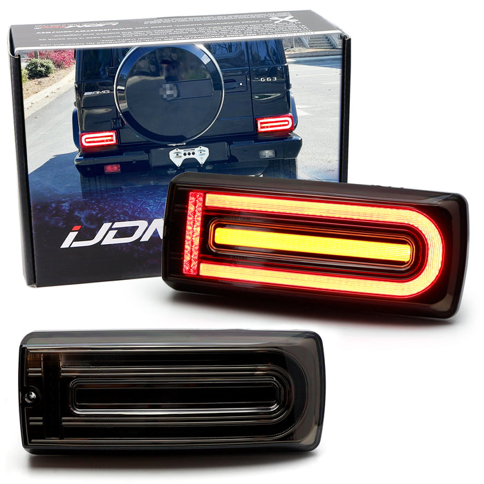 Smoke Lens 19 G-Class Style Full LED Sequential Taillamps For 99-18 W463 G-Wagon