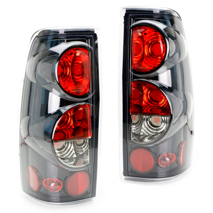 Glossy Black Lens Tail Lights For 1999-06 Chevrolet Silverado, 99-03 GMC Sierra