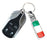 Italian Flag Design Green/White/Red Color Stripe Chrome Badge Keychain Ring