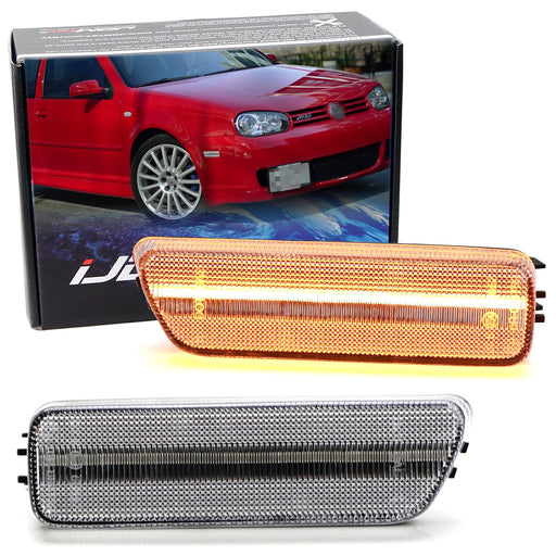 Clear Lens Amber Full LED Bumper Side Markers For MK4 Golf GTI R32 Rabbit Jetta