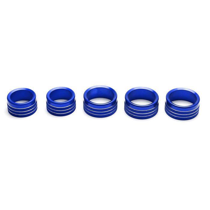 5pc Sports Blue Center AC/Stereo Volume Switch Ring Cover Trims For 2019-up RAM