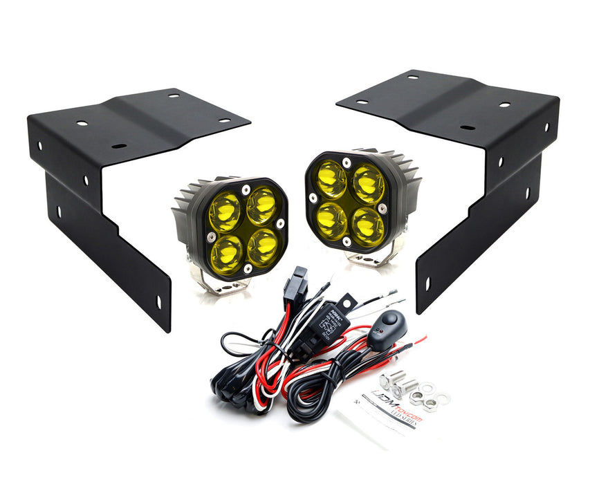 A-Pillar Yellow LED Pod Lights w/Bracket, Relay For 18+ Jeep Wrangler/Gladiator