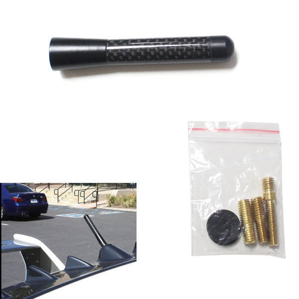 JDM Universal 3" 76mm Black Carbon Fiber Aluminum Car Short Antenna