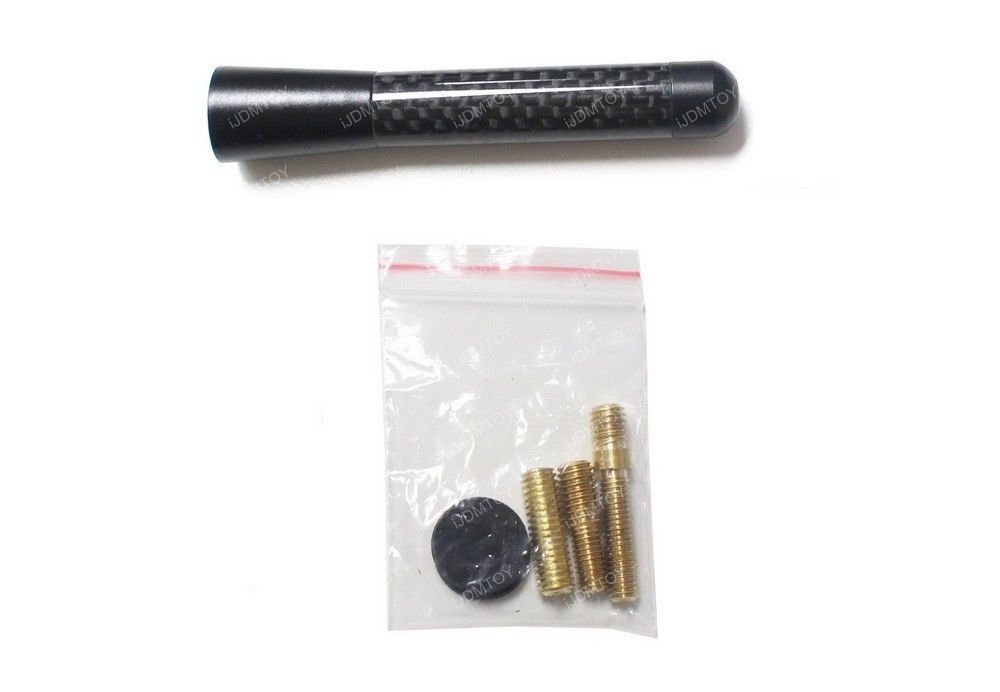 JDM Universal 3" 76mm Black Carbon Fiber Aluminum Car Short Antenna