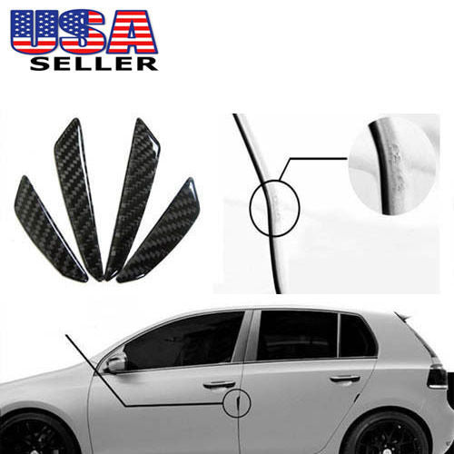 JDM Black Real Carbon Fiber Car Side Door Edge Protection Guards Trims Stickers