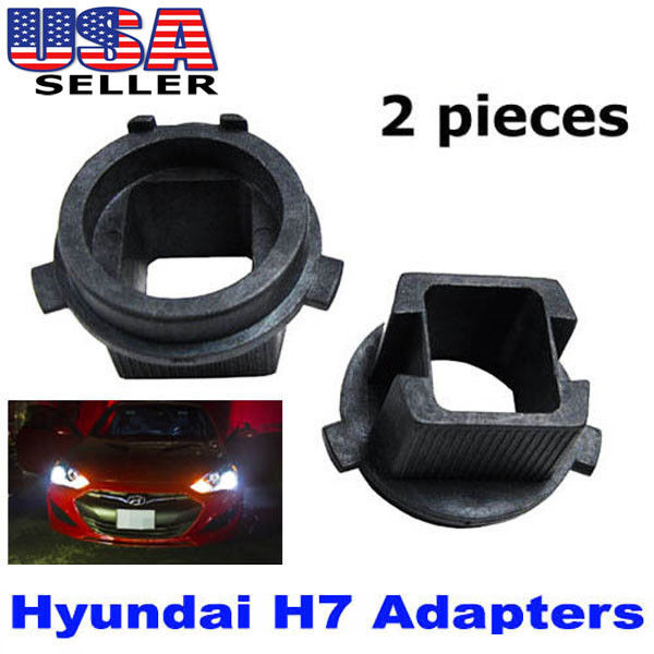 (2) H7 HID Xenon Bulbs Adapters Holders For Hyundai Genesis Coupe & Veloster