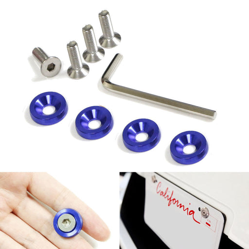 (4) JDM Racing Style Blue Aluminum Washers Bolts Kit For Car Fender, Bumper etc