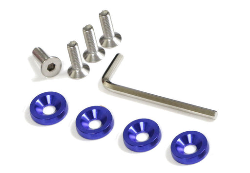 (4) JDM Racing Style Blue Aluminum Washers Bolts Kit For Car Fender, Bumper etc