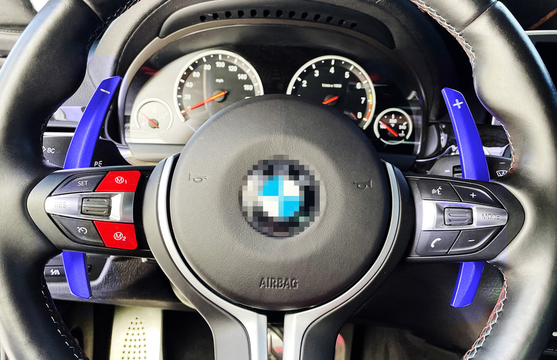 Blue Steering Wheel Paddle Shifter Extension For BMW M2 M3 M4 M5 M6 X5M X6M, etc