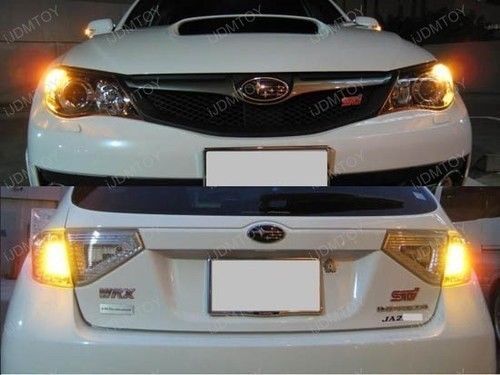 (2) Amber Yellow 27-SMD 7440 7443 LED Bulbs For Turn Signal, Backup DRL Lights