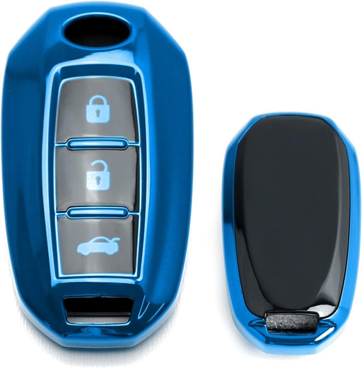 Gloss Blue Full Coverage TPU Key Fob Case For Infiniti Q50 Q60 QX50 QX60 Car Key