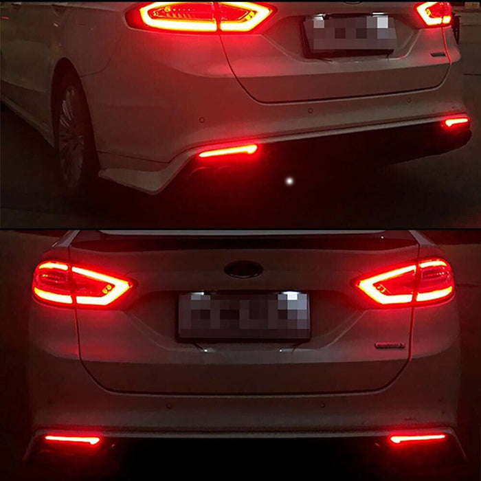 Red Lens Fluid Style LED Bumper Reflector Tail Lights For 2013-up Ford Fusion