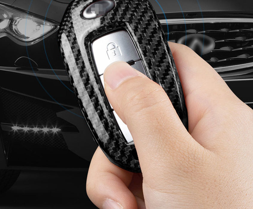 Real/Genuine Black Carbon Fiber Key Fob Shell For Infiniti 20-up Q50 Q60 QX50...