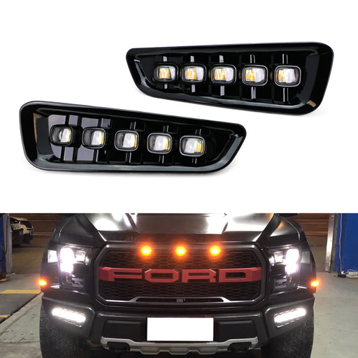 5-Light White/Amber Switchback LED Daytime Running Lights For Ford Raptor