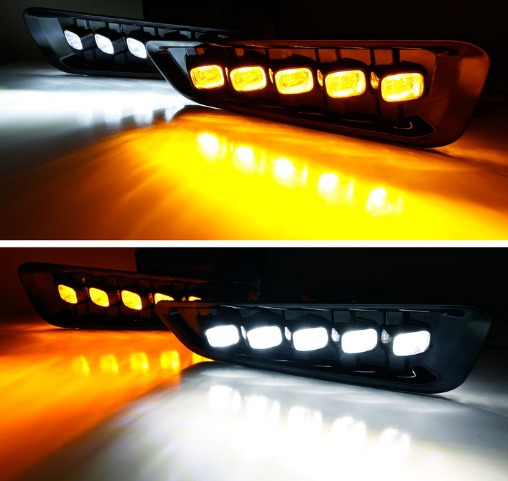 5-Light White/Amber Switchback LED Daytime Running Lights For 17-20 Ford Raptor