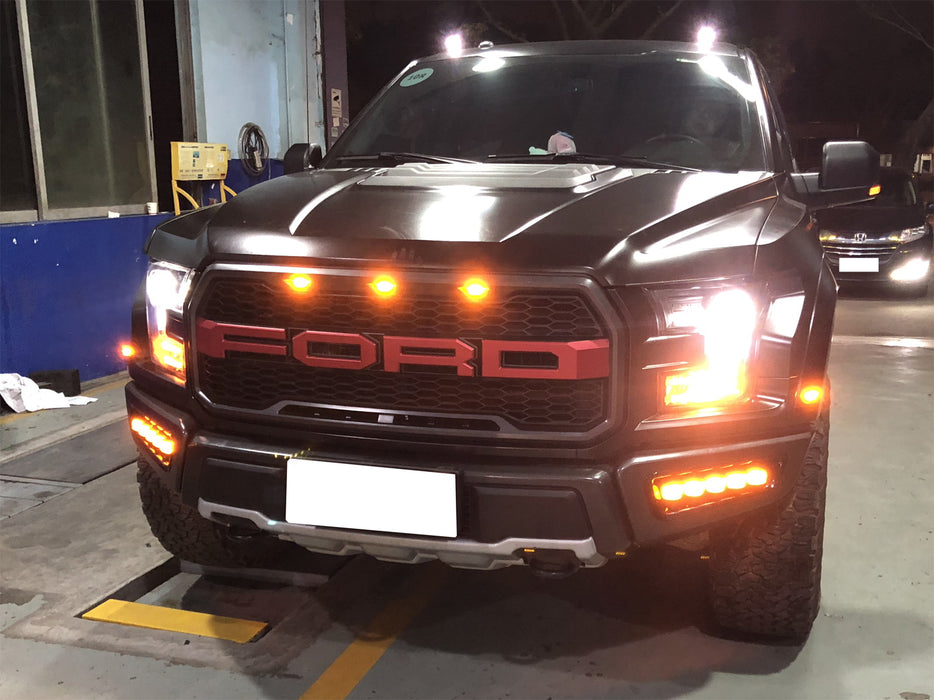 5-Light White/Amber Switchback LED Daytime Running Lights For 17-20 Ford Raptor